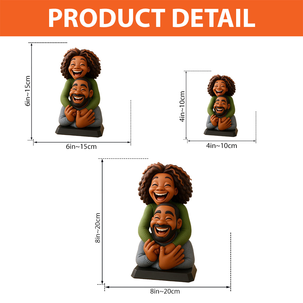 Lustiges Geschenk im cartoonhaften, übertriebenen Maskottchen-Stil – personalisierte Acrylplakette in individueller Form für Paare