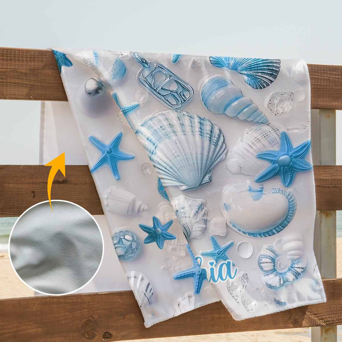 Strandliebhaberin – Personalisiertes, schnelltrocknendes Strand-/Badetuch für Meeresliebhaberinnen