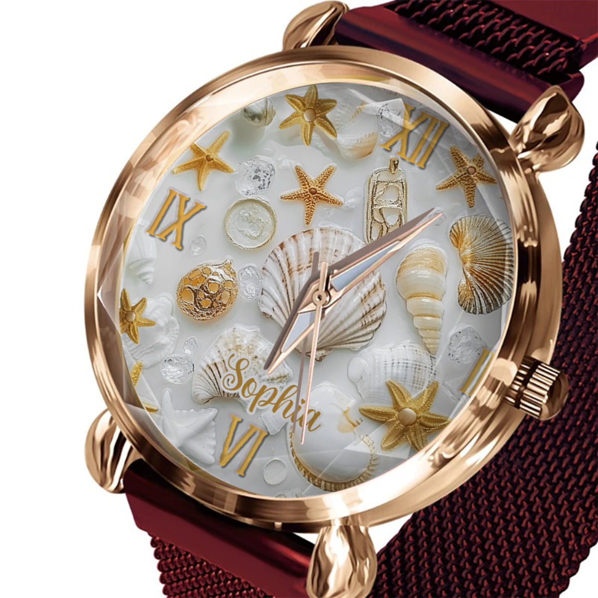 Wunderschöne Muscheln – Personalisierte Damenuhr für Meeresliebhaberinnen 