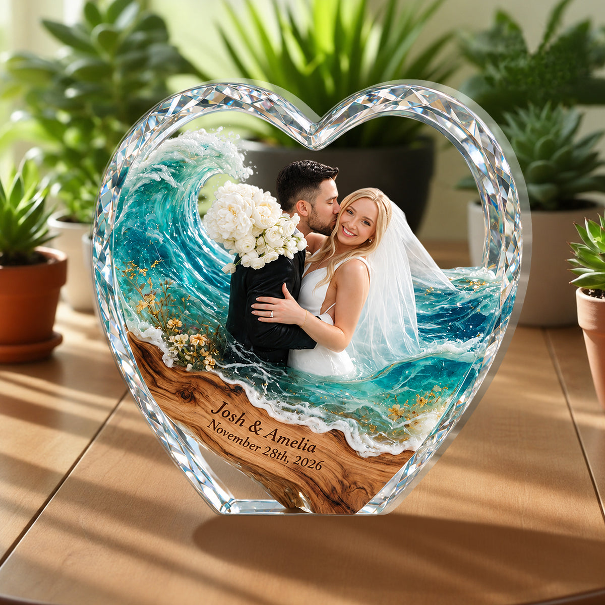 Hochzeits-Andenken - Personalisierte 2-seitige Acrylplakette
