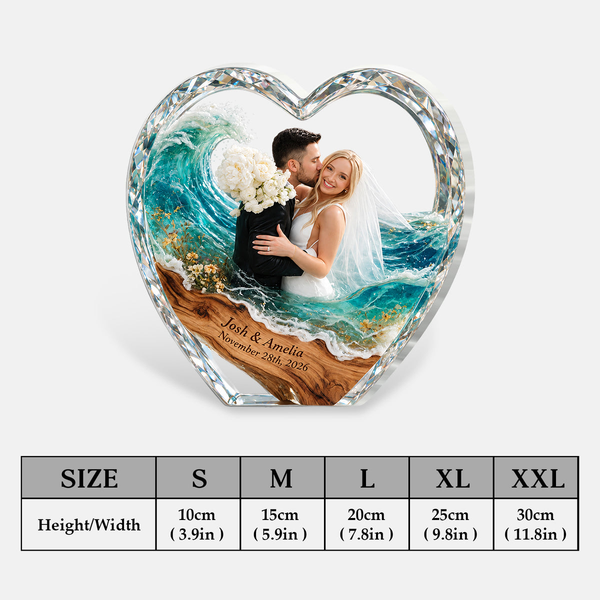 Hochzeits-Andenken - Personalisierte 2-seitige Acrylplakette