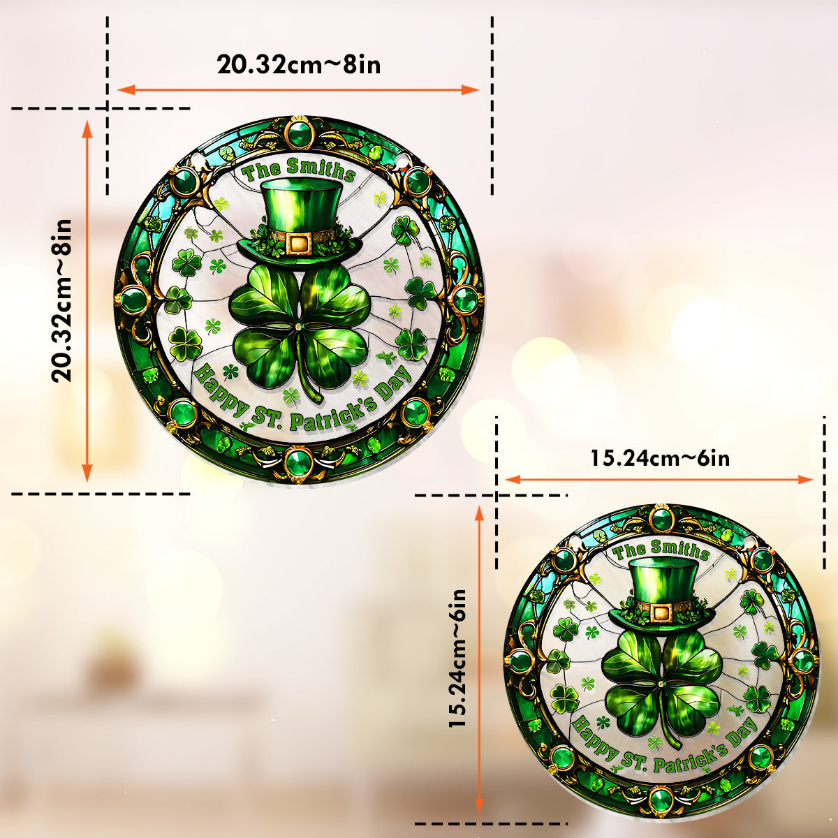 Fröhlichen St. Patrick's Day – Personalisierter Familien-Fensterhänger-Sonnenfänger als Ornament 