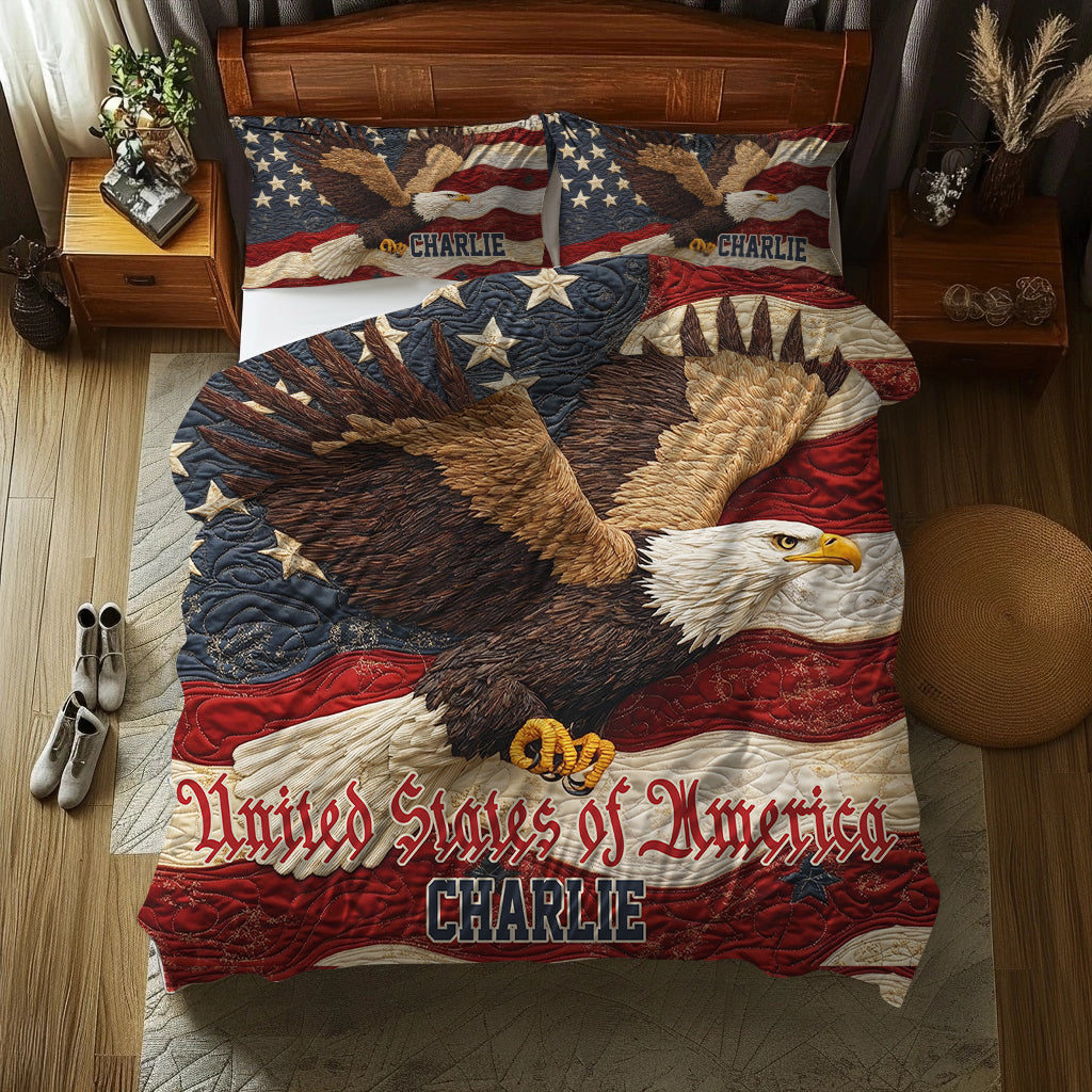 Patriotisches Weißkopfseeadler-Bettwäscheset (personalisierbar)