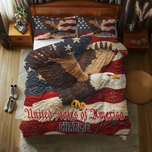 Patriotic American Bald Eagle - Personalized Bald Eagle Bedding Set