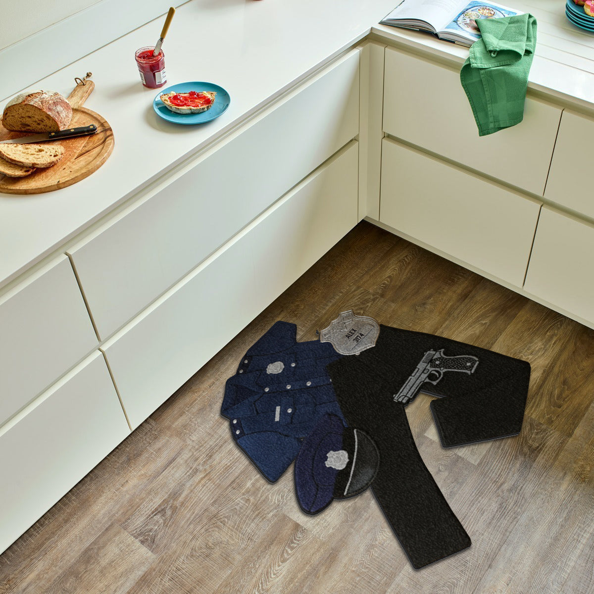 Police Outfits - Personalized Police Officer Non-Slip Tufted Rug