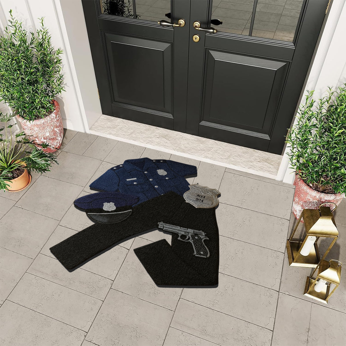 Police Outfits - Personalized Police Officer Non-Slip Tufted Rug