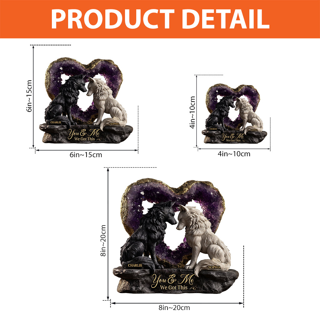 Wolfspaar im Amethyst-Stil – Personalisierte Acrylplakette in individueller Form