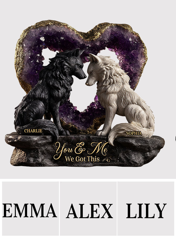 Wolfspaar im Amethyst-Stil – Personalisierte Acrylplakette in individueller Form