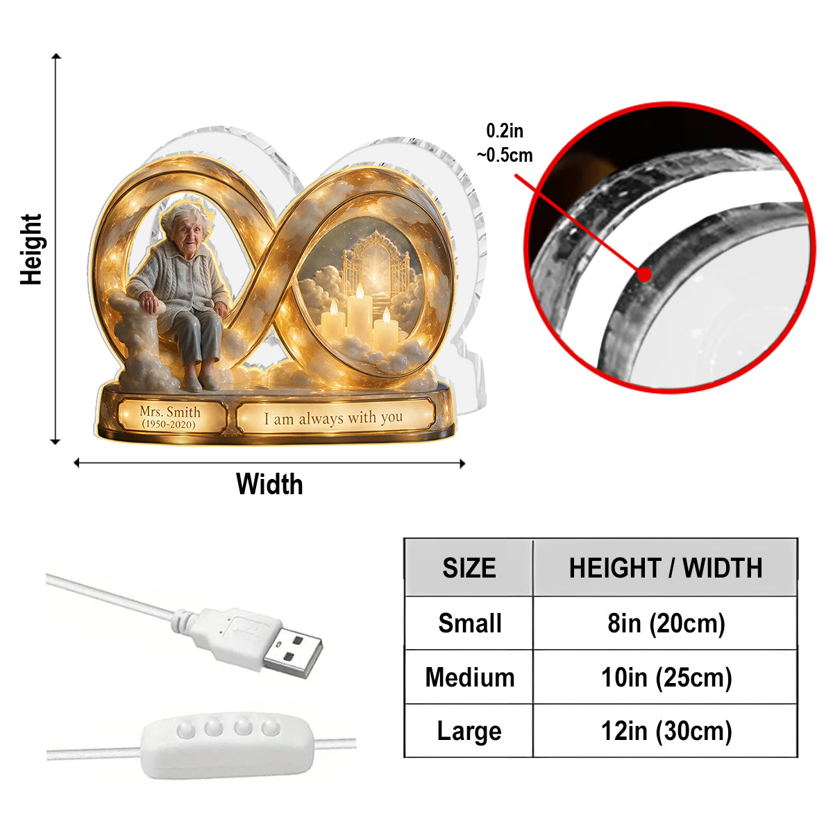 Personalisierte Gedenkgeschenke, Ein wunderschönes Andenken für einen geliebten Menschen - Personalisierte Acryl LED Nachtlampe