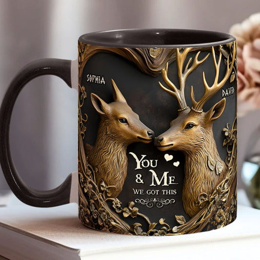 „Du und ich, wir schaffen das“ – personalisierte Tasse mit Jagdmotiv