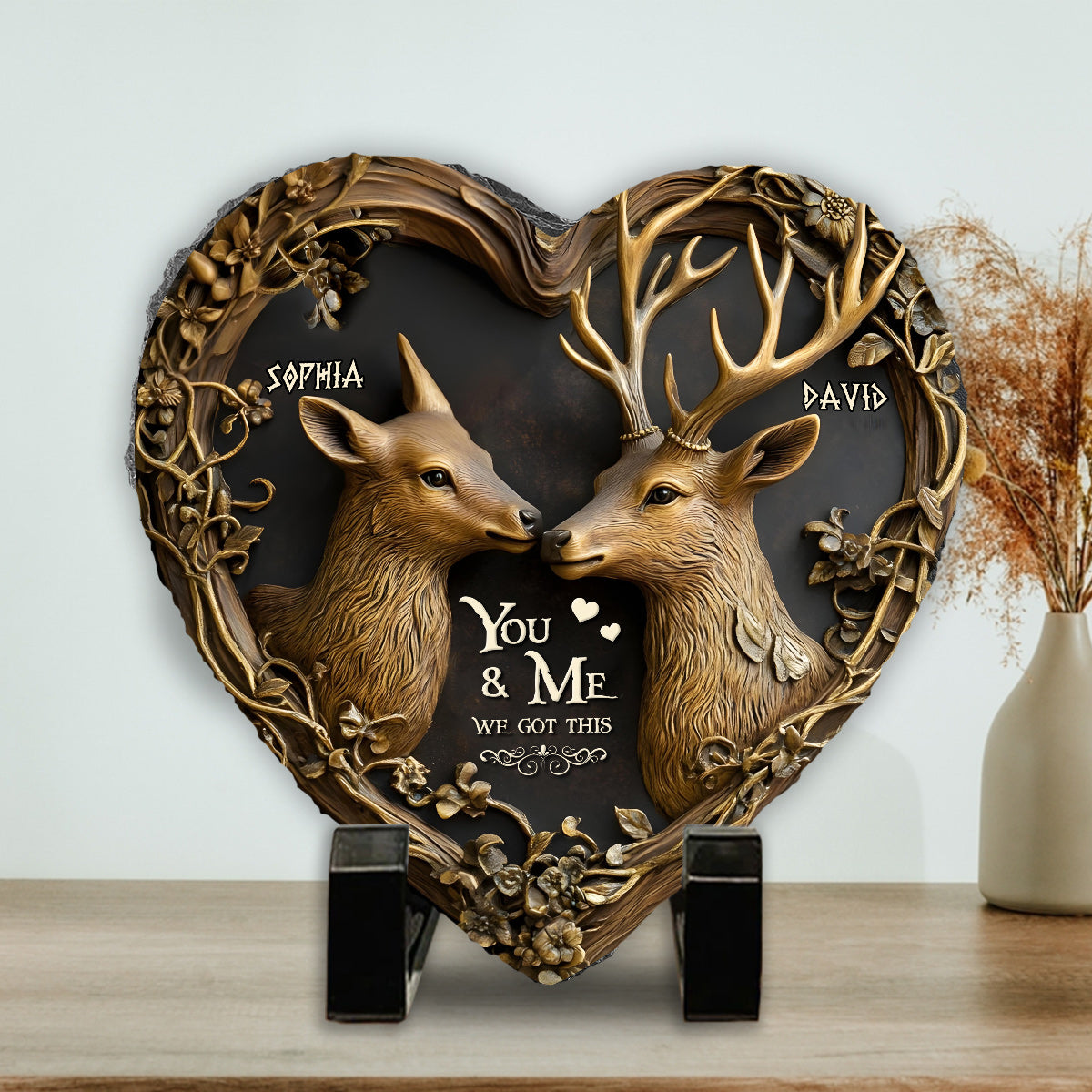 Du und ich, wir schaffen das – personalisierter Jagdherz-Stein