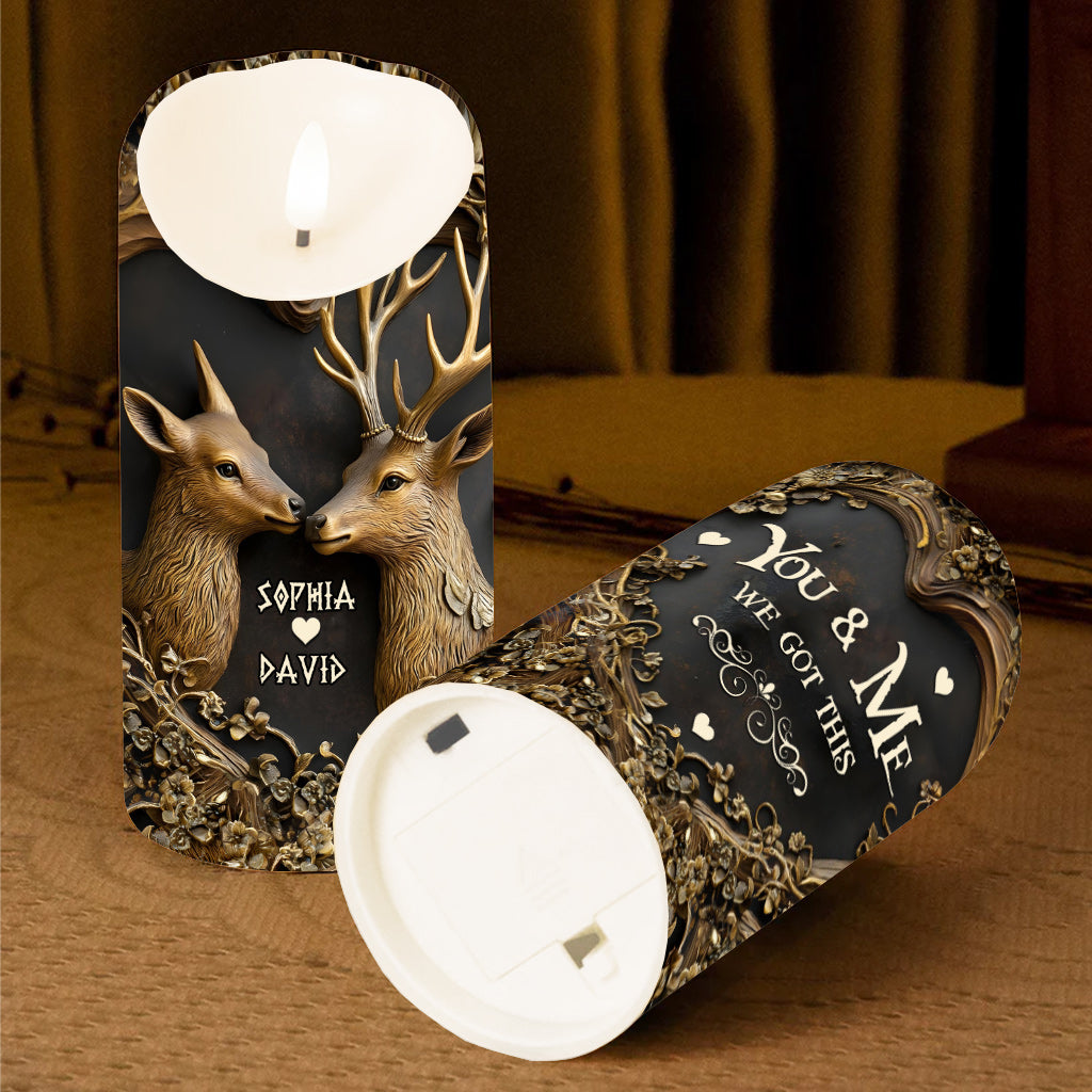 Du und ich, wir schaffen das – personalisierte, flammenlose Jagdkerze