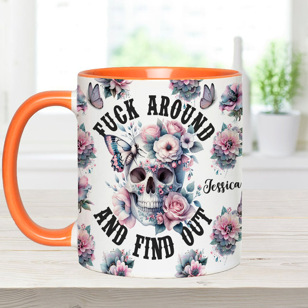 Fuck Around and Find Out - Personalized Skull Accent Mug