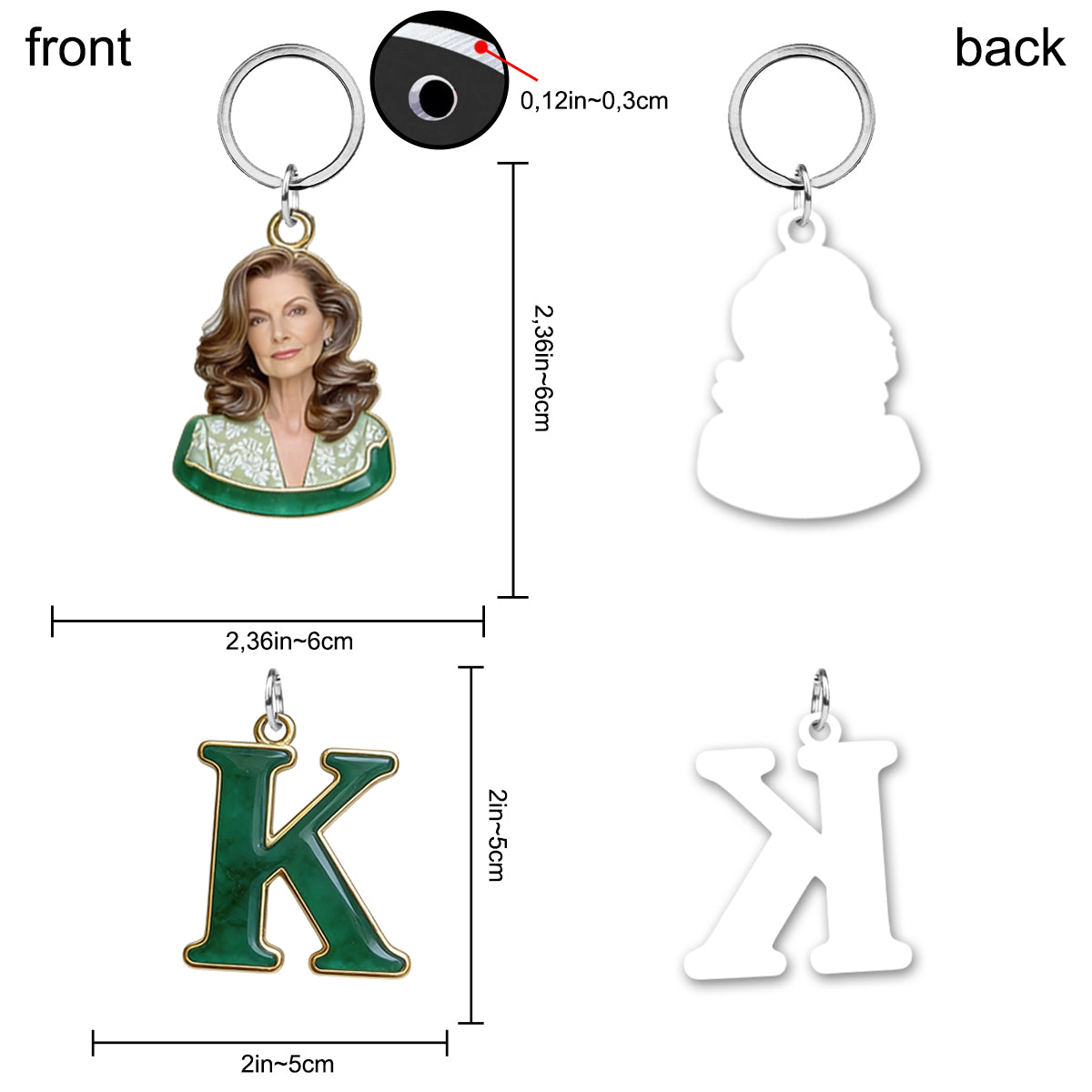 Custom Any Photo Birthstone Style - Personalized Birth Stone Keychain With Charms