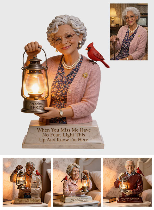 Cardinal Remembrance Lantern Statue - Personalized Memorial Acrylic LED Night Light