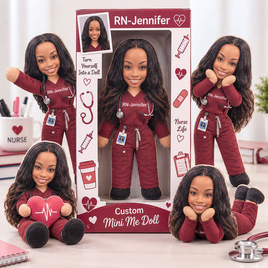 Custom Photo Mini Me Doll - Personalized Nurse Poseable Doll Gift Box