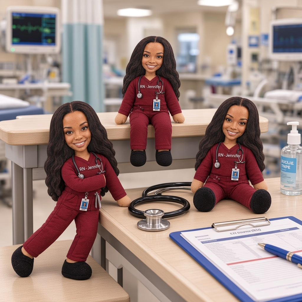 Custom Photo Mini Me Doll - Personalized Nurse Poseable Doll Gift Box