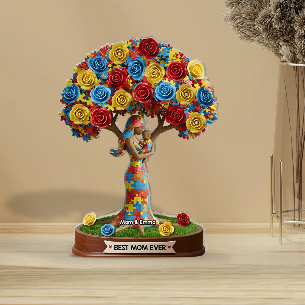 Strong Mama - Personalized Autism Awareness Custom Shaped Acrylic Plaque