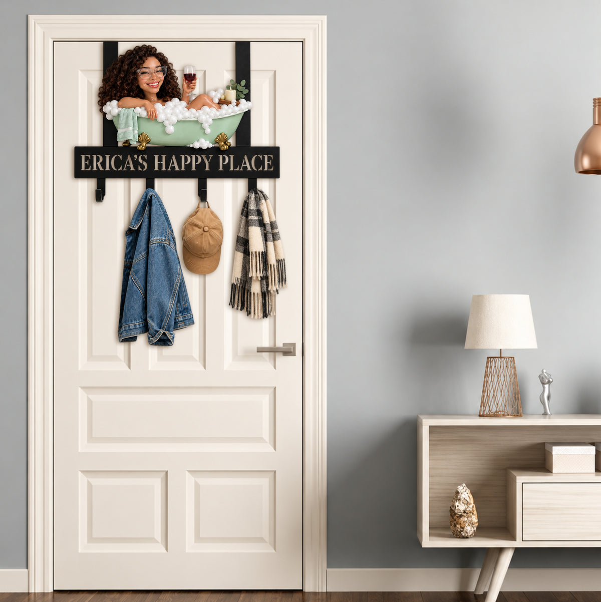 My Bathroom Gift For Friends, Family Members - Personalized Self Love Metal Door Hooks