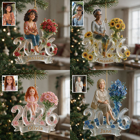 Any Photo, Any Flower - Personalized Self Love Custom Shape Glass Ornament