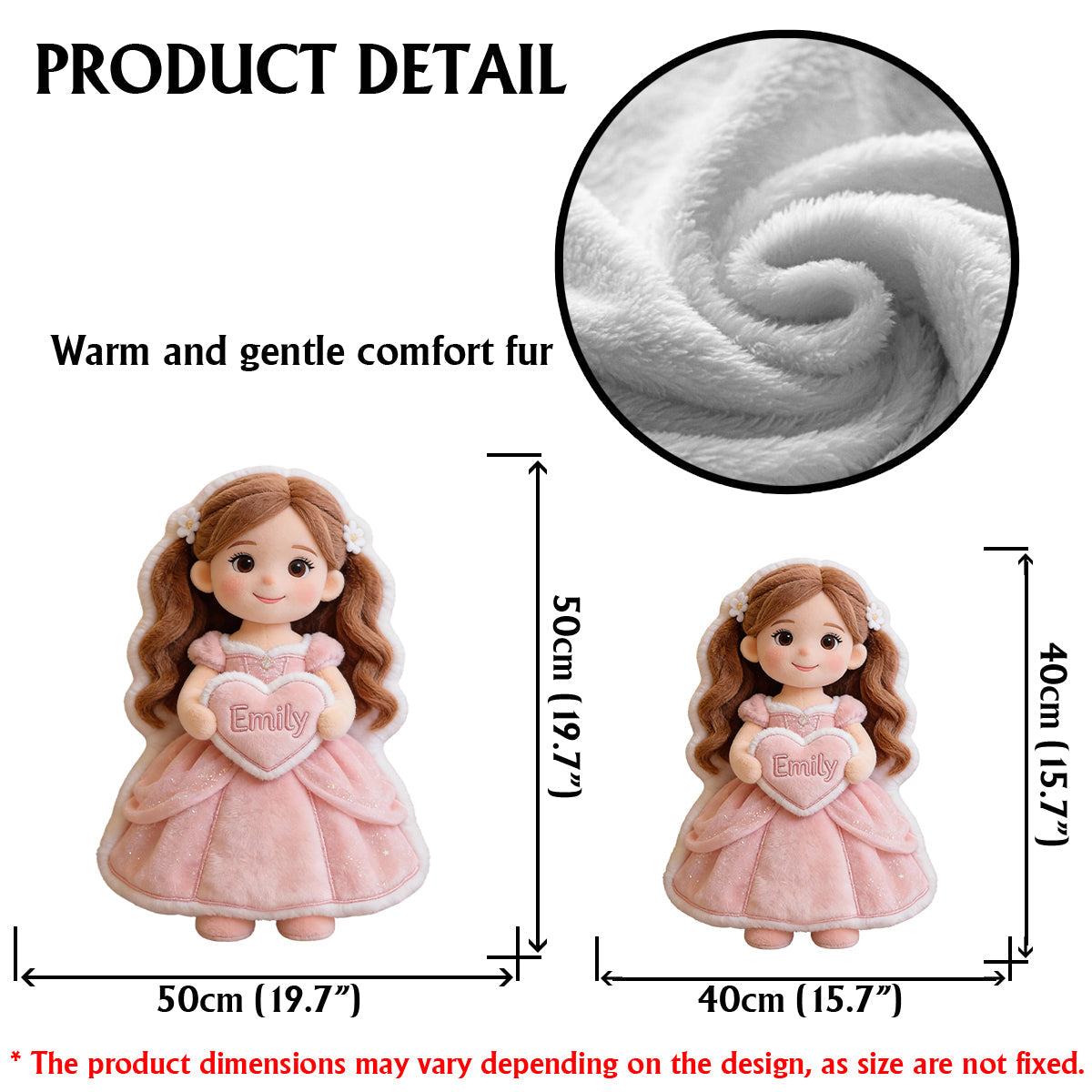 Personalisiertes Kissen in Form einer wunderschönen Prinzessin mit Foto – aus Kunstfell.