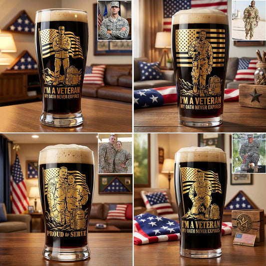 Patriotic Veteran - Personalized Veteran Beer Pint