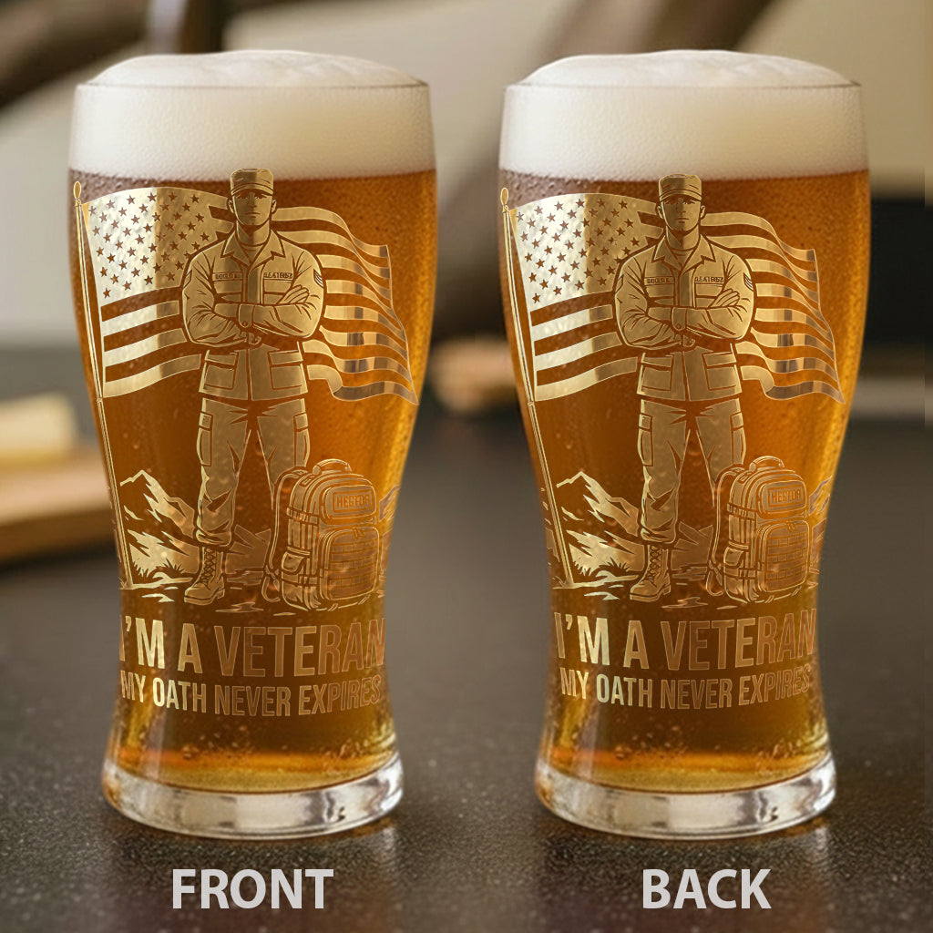 Patriotic Veteran - Personalized Veteran Beer Pint