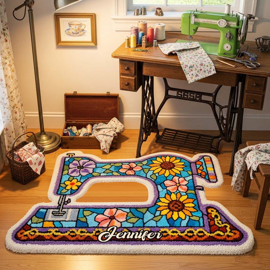 Cool Sewing Machine - Personalized Sewing Shaped Doormat/ Rug