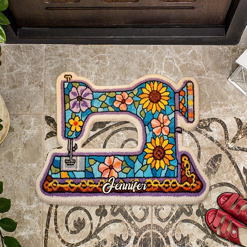 Cool Sewing Machine - Personalized Sewing Shaped Doormat/ Rug