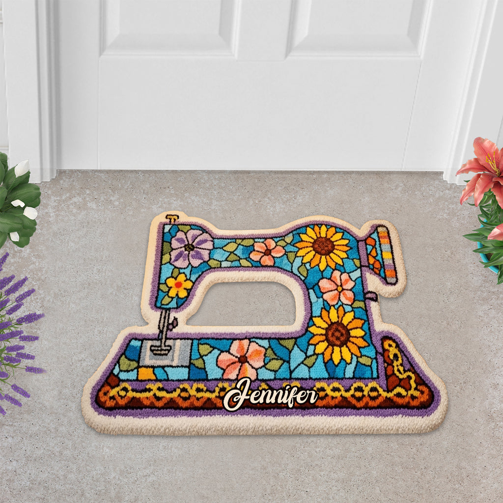 Cool Sewing Machine - Personalized Sewing Shaped Doormat/ Rug