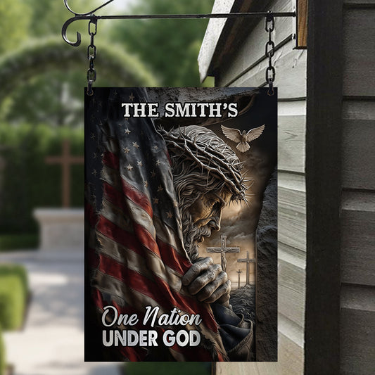 Jesus American One Nation Under God - Personalized Christian Rectangle Metal Sign