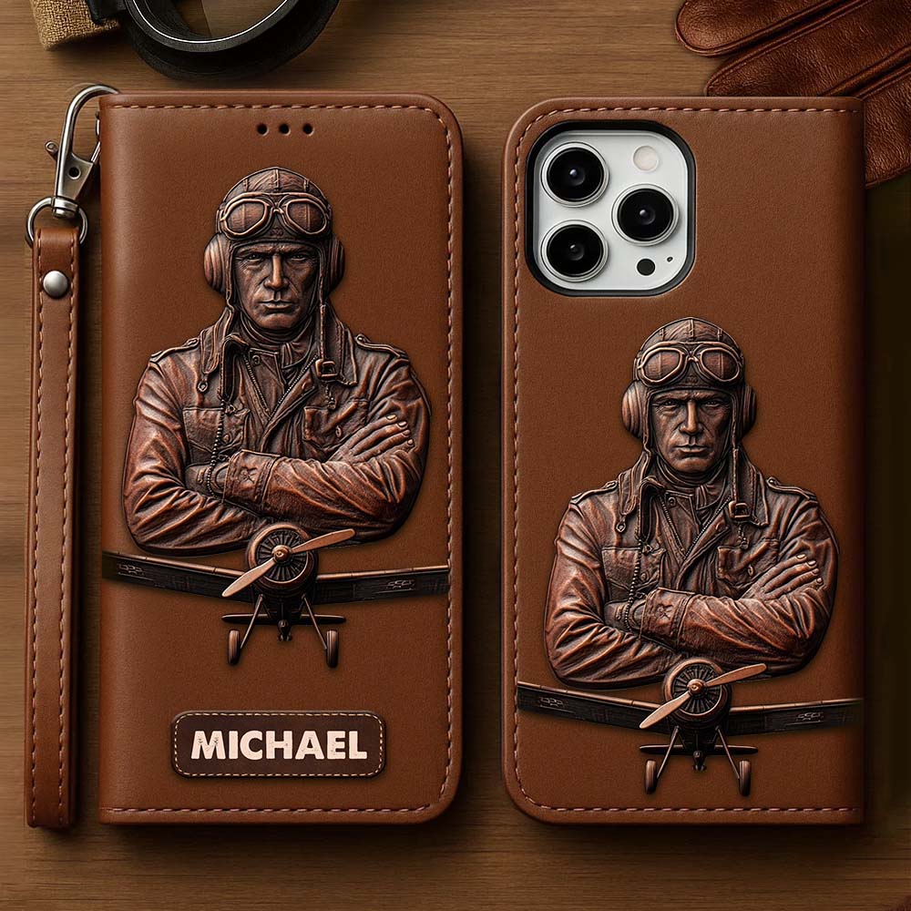 Der Himmel ist nicht die Grenze – Personalisierte Piloten-Handyhülle mit Tragegurt