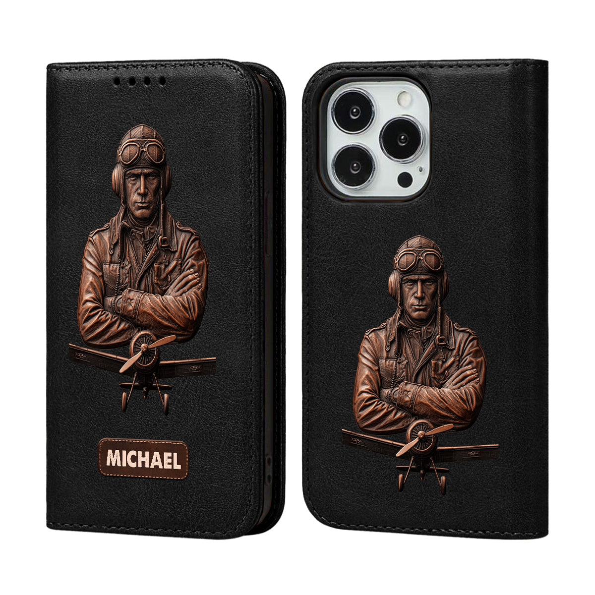 Der Himmel ist nicht die Grenze – Personalisierte Piloten-Handyhülle mit Tragegurt