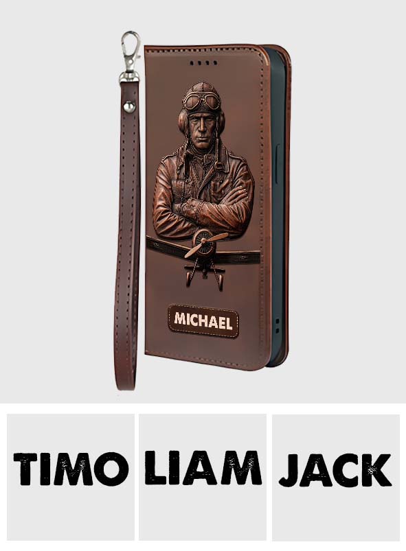 Der Himmel ist nicht die Grenze – Personalisierte Piloten-Handyhülle mit Tragegurt