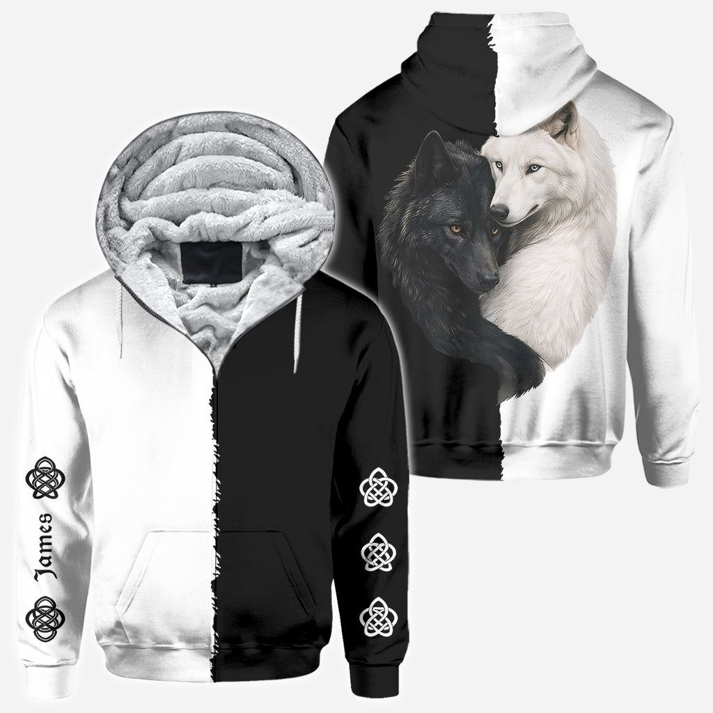 Schwarz & Weiß Wolf - Personalisierte Wolf All Over Shirt
