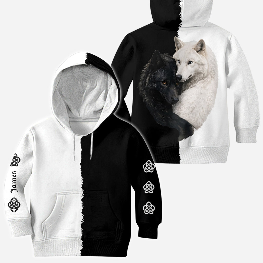 Schwarz & Weiß Wolf - Personalisierte Wolf All Over Shirt