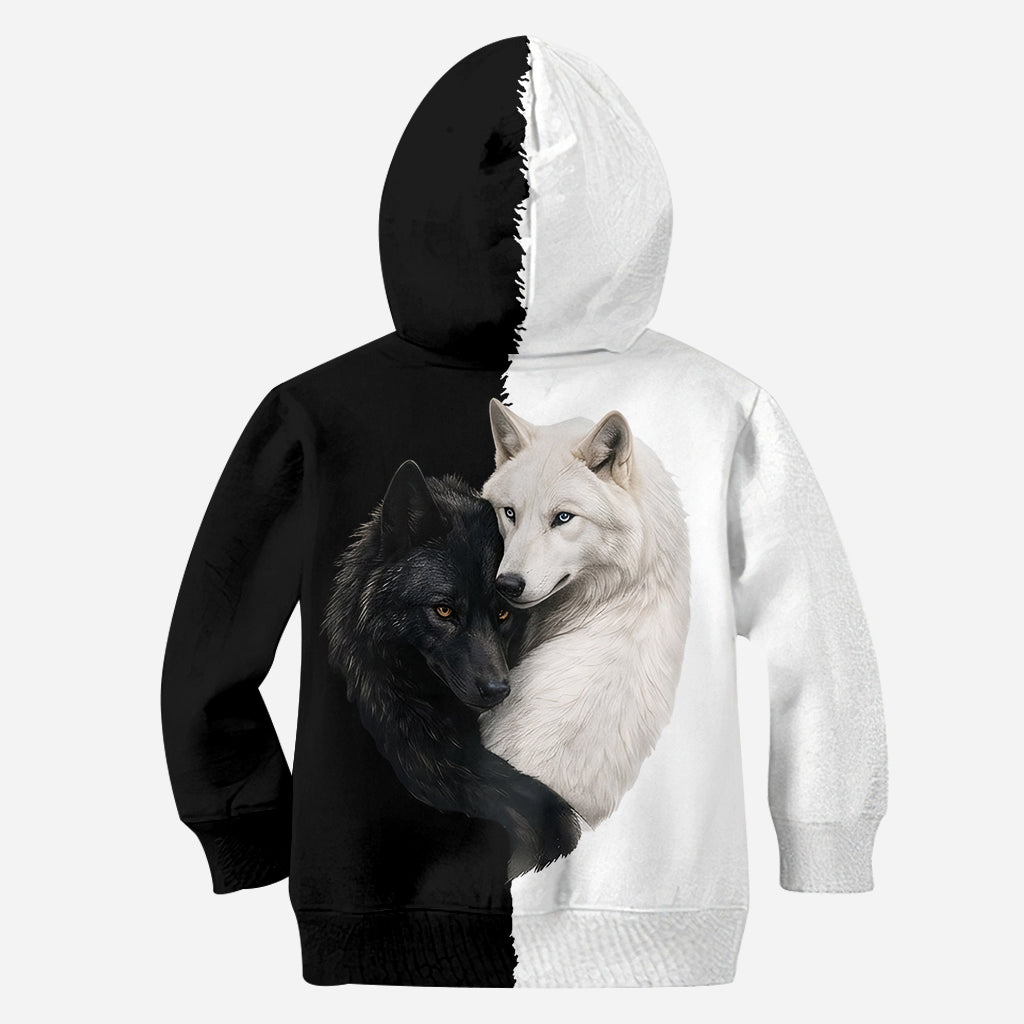 Schwarz & Weiß Wolf - Personalisierte Wolf All Over Shirt