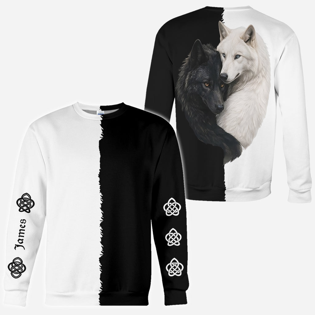 Schwarz & Weiß Wolf - Personalisierte Wolf All Over Shirt
