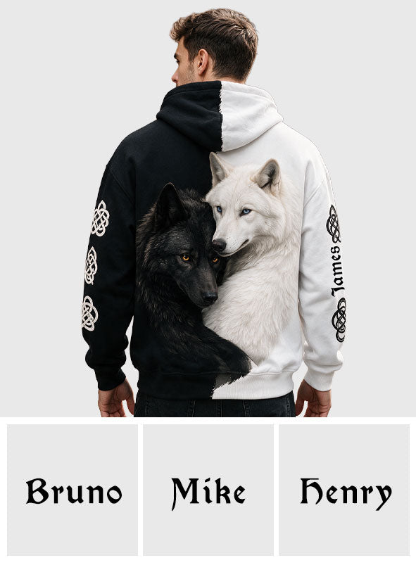 Schwarz & Weiß Wolf - Personalisierte Wolf All Over Shirt