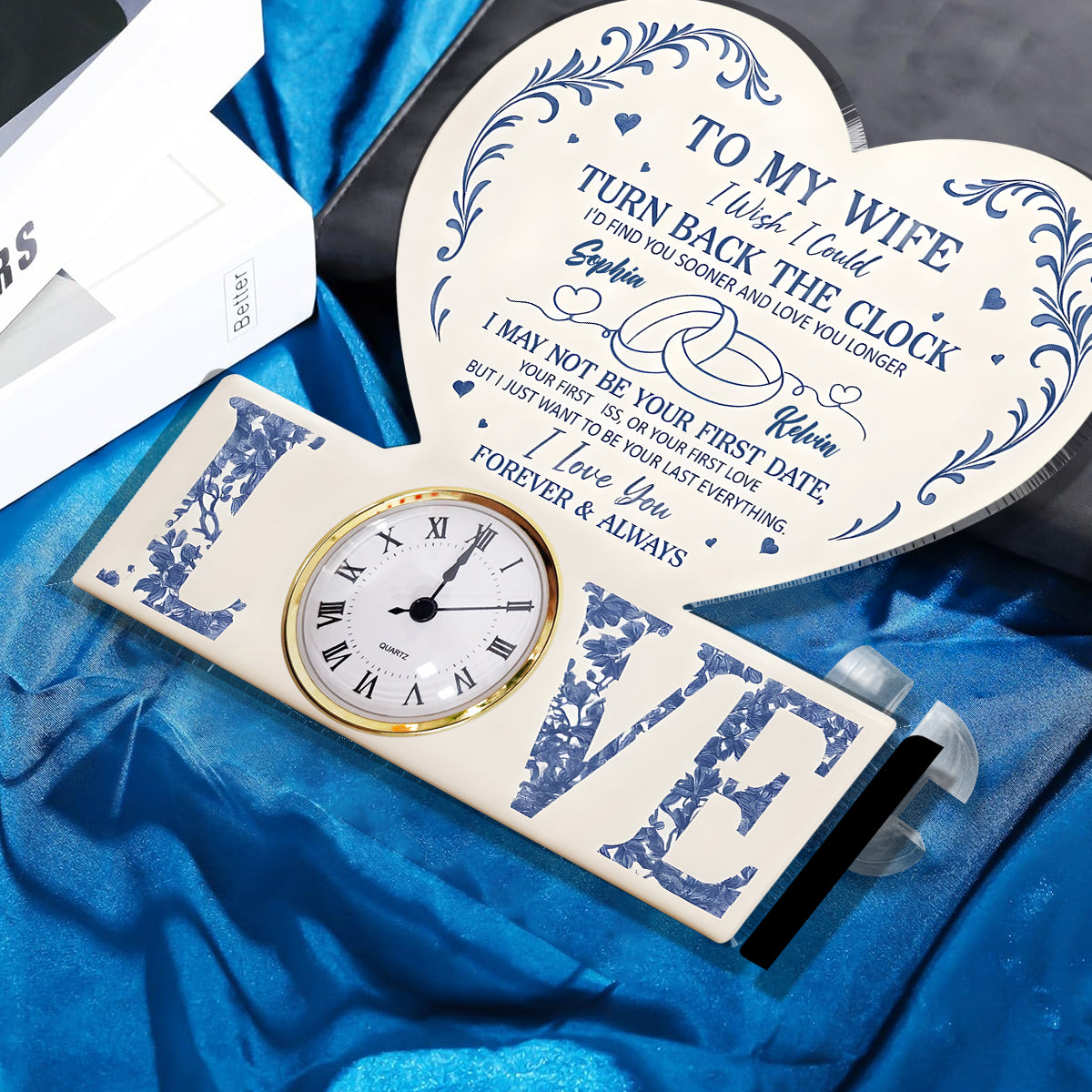 Jahrestagsgeschenk: Ich wünschte, ich könnte die Zeit zurückdrehen – Personalisierte Acryl-Uhrplakette für Paare