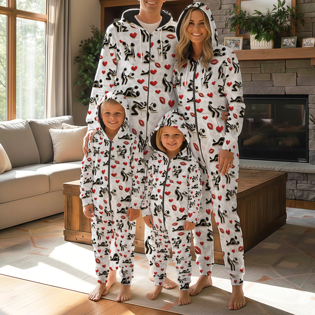 Ich liebe dich – Personalisierter, pikanter Kapuzenoverall für Paare