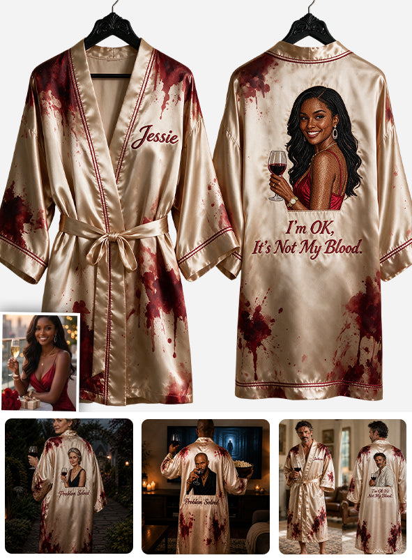 Bloodstained - Personalized Wine Satin Robe
