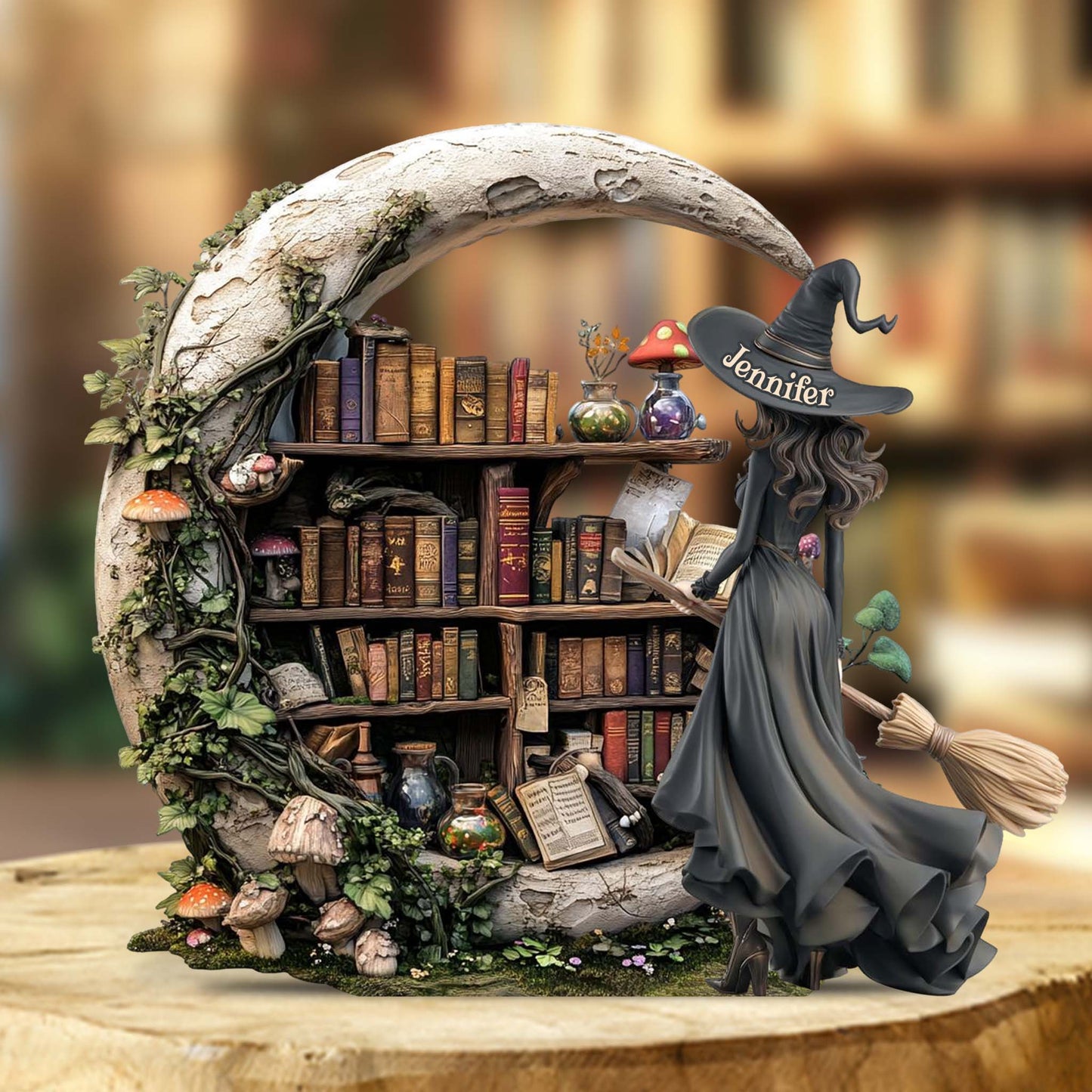 Wunderschöne Hexe – personalisierte Acrylplakette in individueller Hexenform