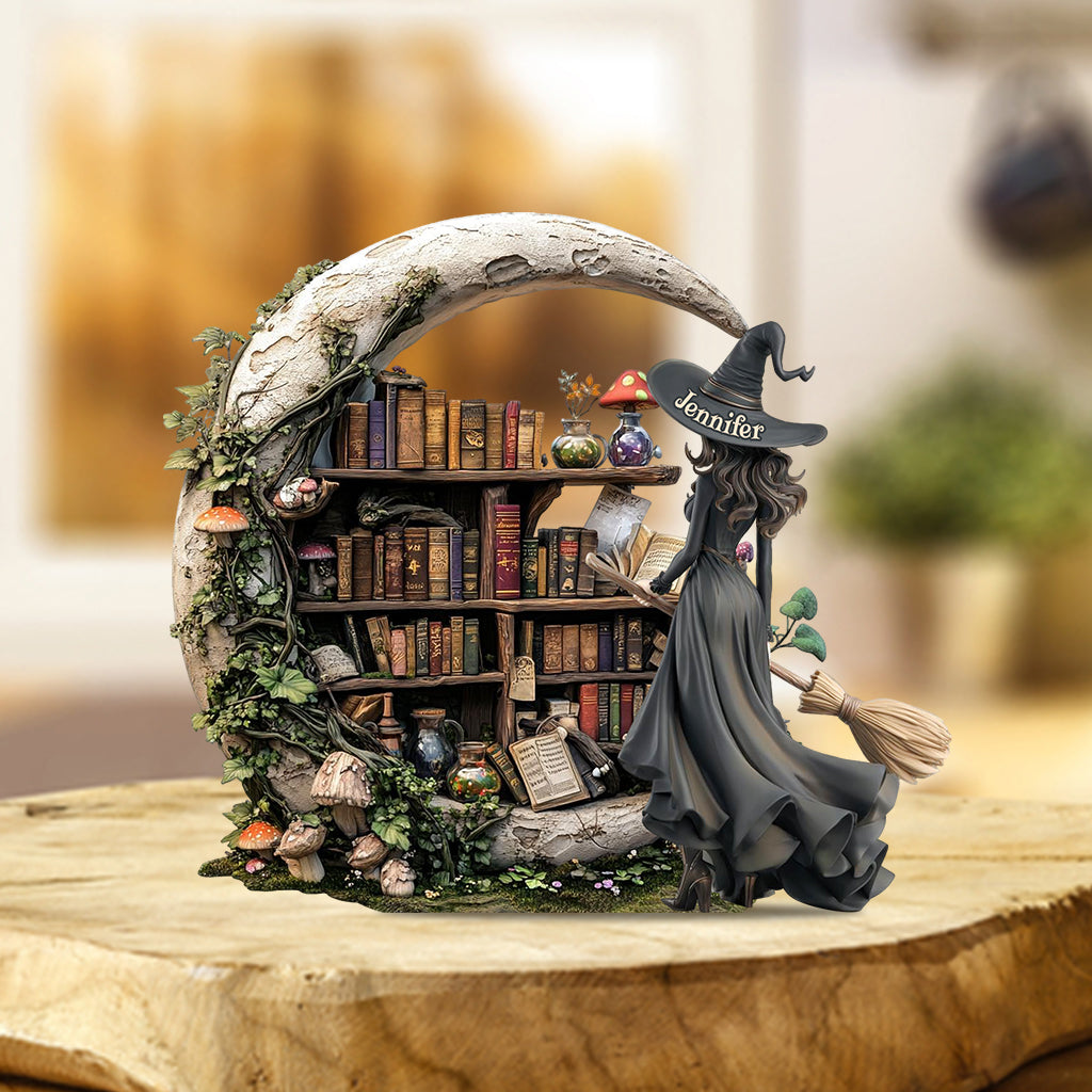 Wunderschöne Hexe – personalisierte Acrylplakette in individueller Hexenform