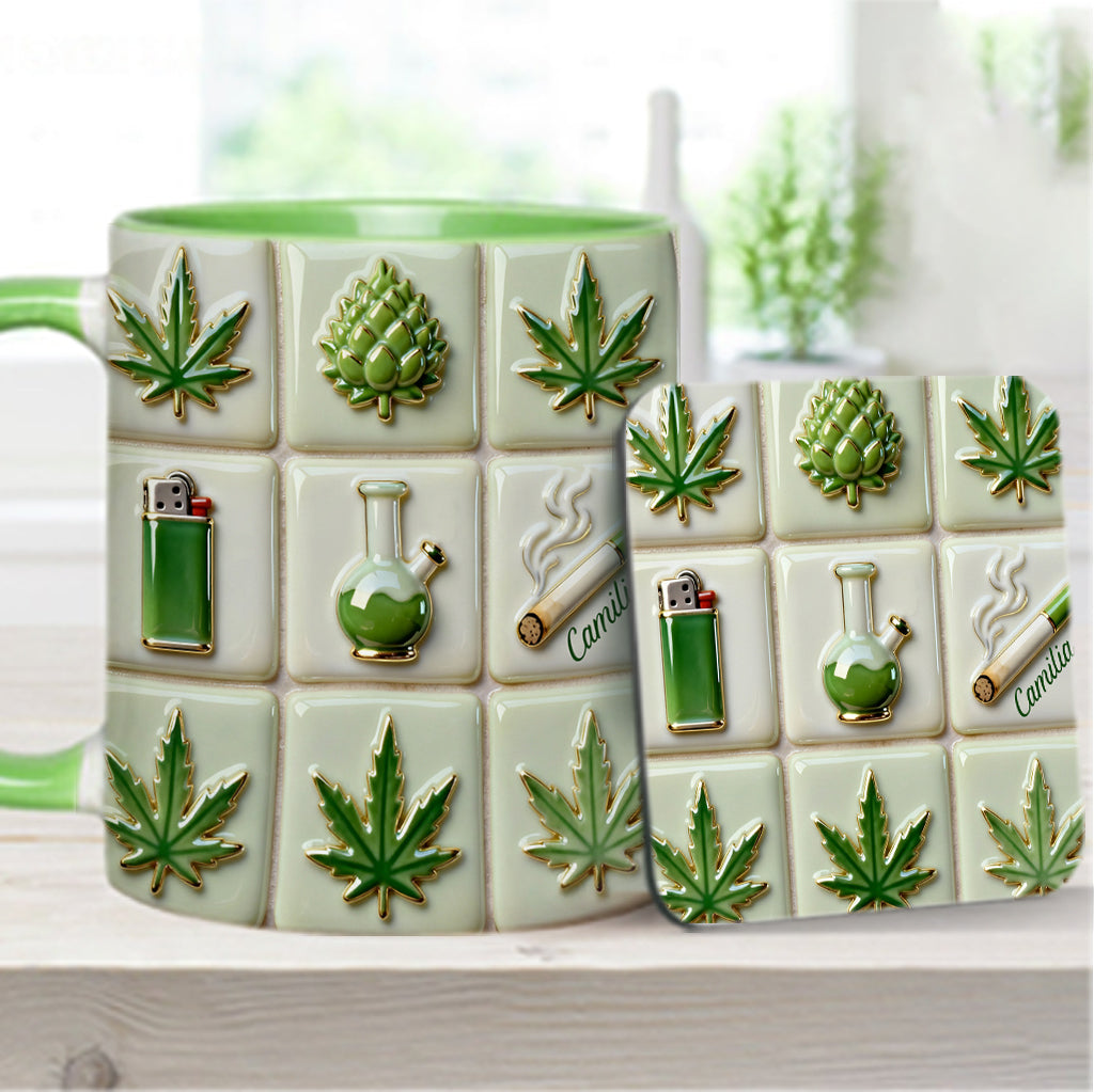 Green Magic Leaf – Personalisierter Becher mit Cannabis-Akzent
