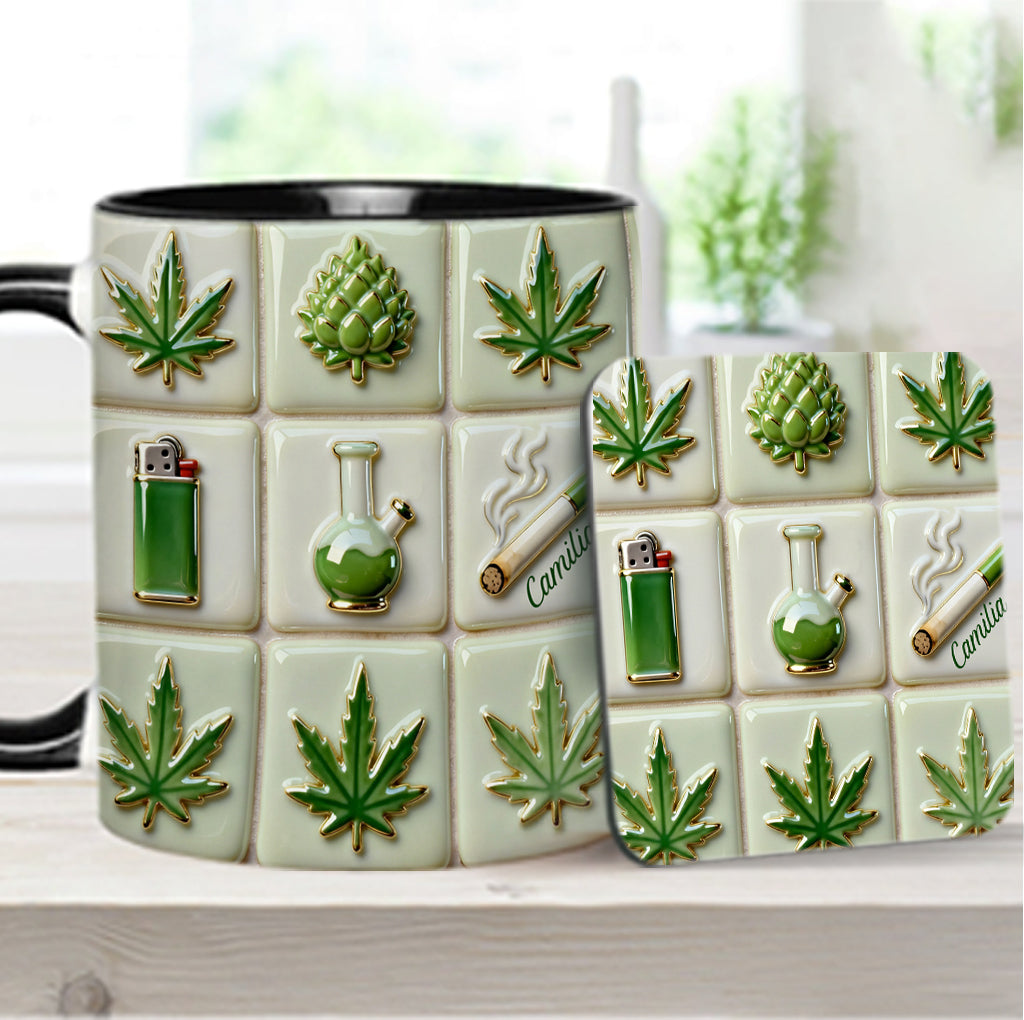 Green Magic Leaf – Personalisierter Becher mit Cannabis-Akzent