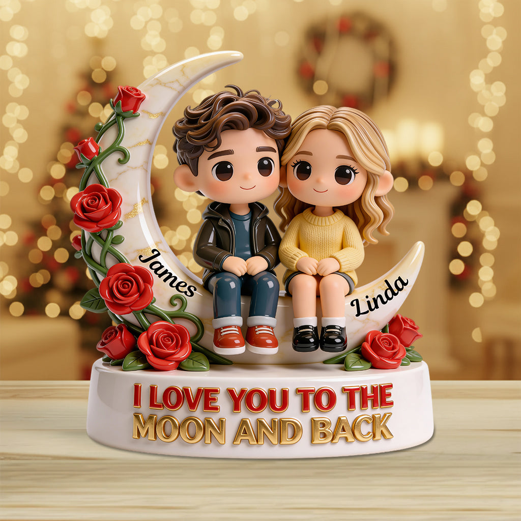 Ich liebe dich bis zum Mond und zurück – Personalisierte Acrylplakette in individueller Form für Paare