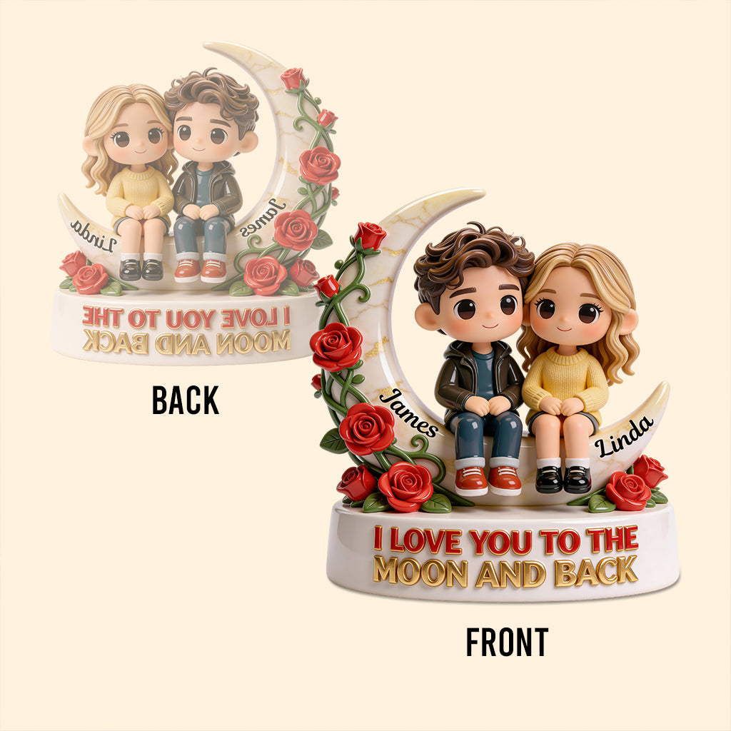 Ich liebe dich bis zum Mond und zurück – Personalisierte Acrylplakette in individueller Form für Paare