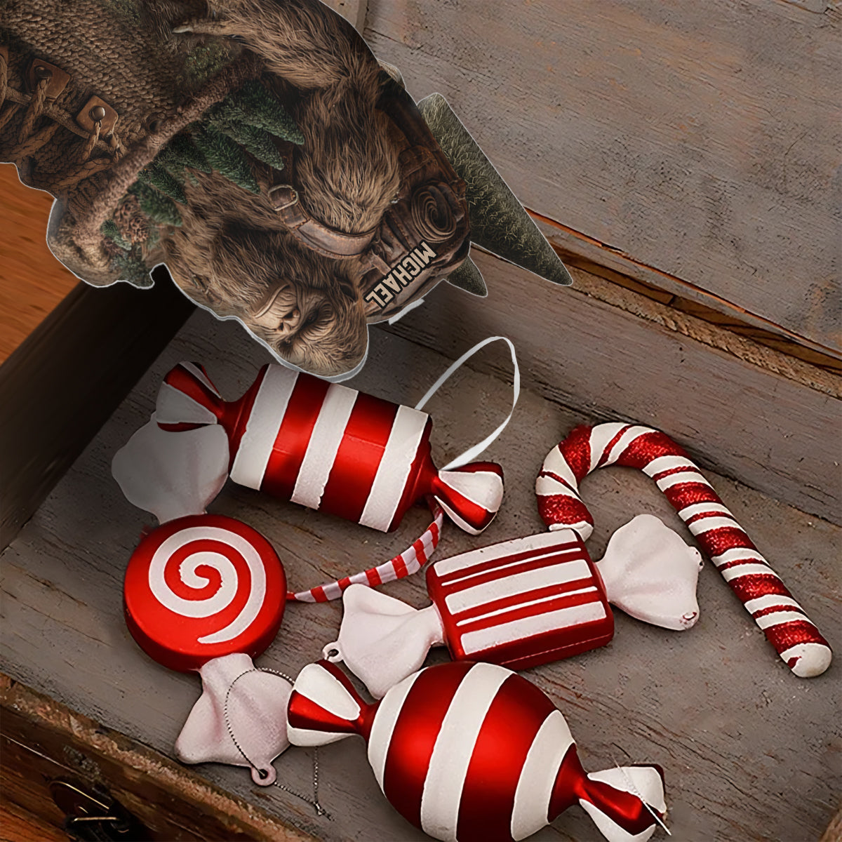 Into The Wood - Personalized Hiking Shaped Christmas Stocking