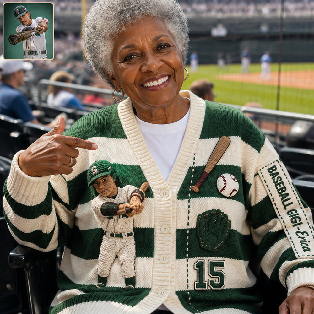 Personalisierter Baseball-Kardigan für Mama/Oma